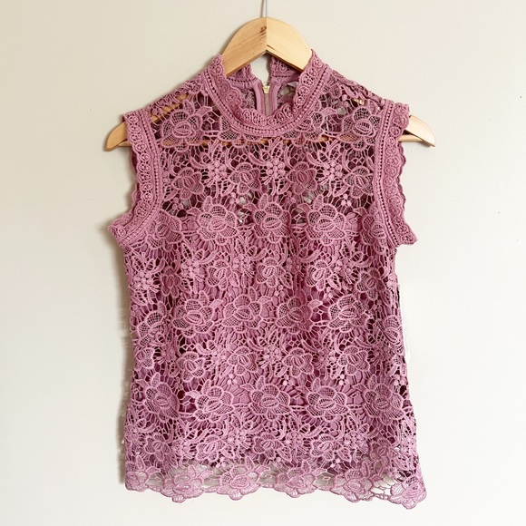 NEW Nanette Lepore Pink Eyelet Lace Crochet Top Size XS - Picture 10 of 11